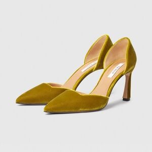 The Fold Treviso 80 Heel Rich Ochre Velvet Stiletto Shoes Size 40 EU (9-9.5 US)
